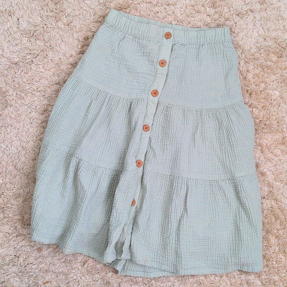 Girls boho (faux)button down skirt